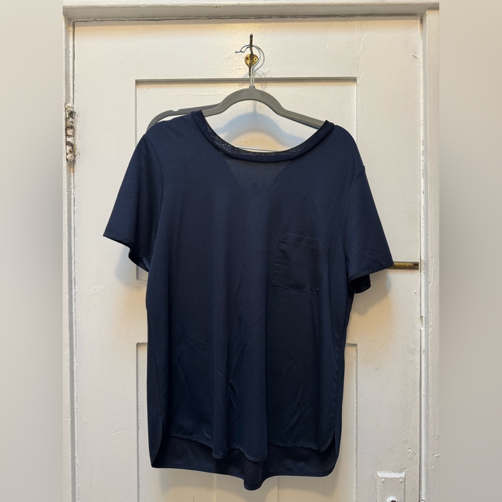 NWT Banana Republic tie-back short-sleeve top | Navy | Size L